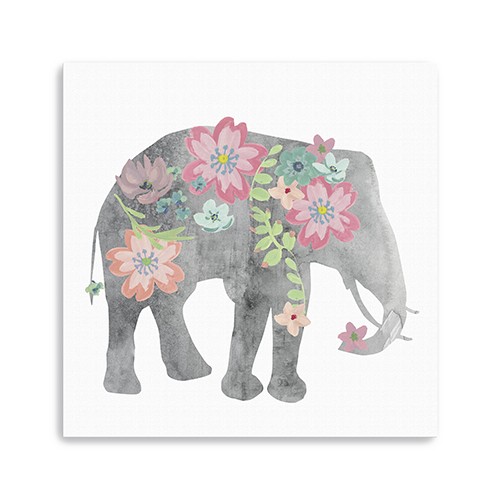 Floral Elephant Unframed Print Wall Art-398859-1