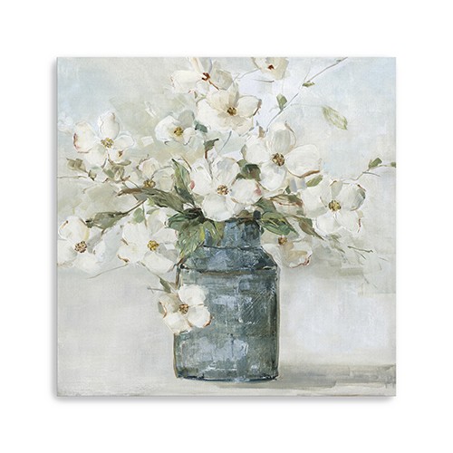 30" x 30" Watercolor Soft Pastel Dogwood Bouquet Canvas Wall Art-398889-1