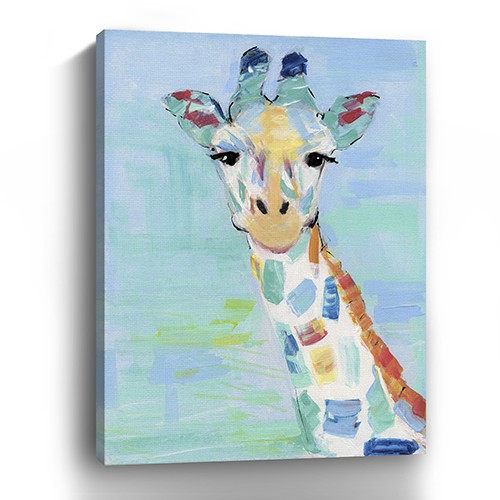 32" x 24" Pastel Patchwork Giraffe Canvas Wall Art