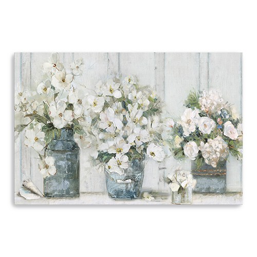 24" x 16" Watercolor Soft Pastel Bouquet Trio Canvas Wall Art-398911-1