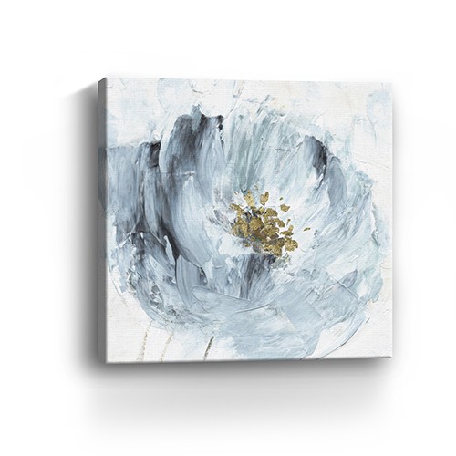 20" x 20" Watercolor Abstract Gray Blue Flower Canvas Wall Art