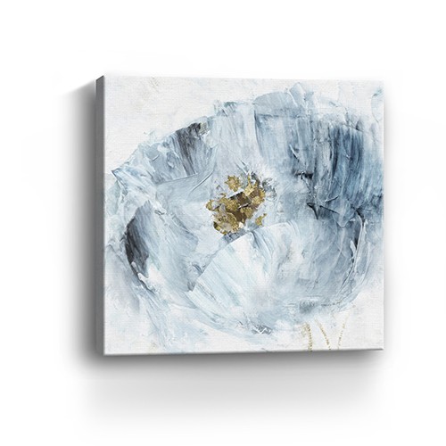 20" x 20" Watercolor Abstract Gray Blue Flower II Canvas Wall Art-398917-1