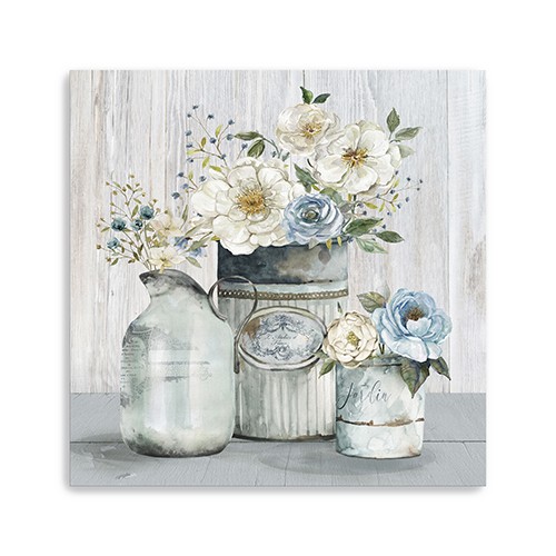 Rustic Grey Flowers Unframed Print Wall Art-398950-1