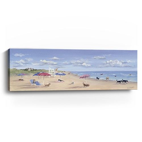 30" x 10" Dogs Rule the Beach Canvas Wall Art-398953-1