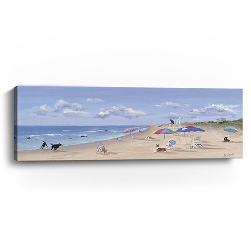 Large Dogs Playing at the Beach Canvas Wall Art-398956-1