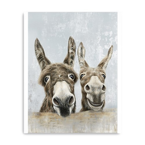 Cute Donkeys Canvas Unframed Print Wall Art-398960-1