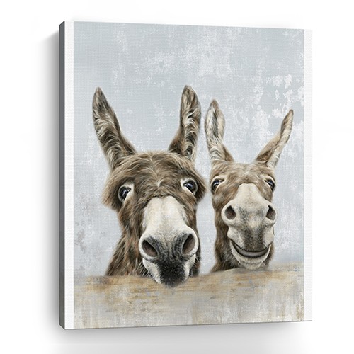 Cute Donkeys Canvas Unframed Print Wall Art-398962-1