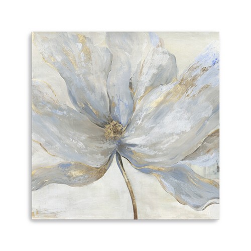 Soft Blue And Grey Flower With Gold Details Unframed Print Wall Art-398986-1