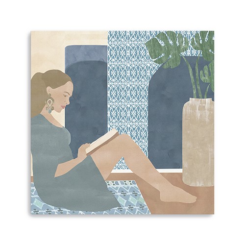 Bohemian Book Lady Unframed Print Wall Art-399000-1