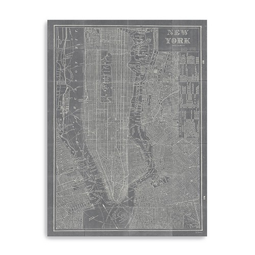 24" x 16" Gray and White Aerial New York Map Canvas Wall Art-399013-1