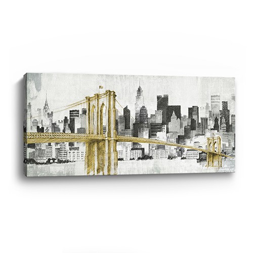 Nyc Golden Bridge Skyline Unframed Print Wall Art-399021-1