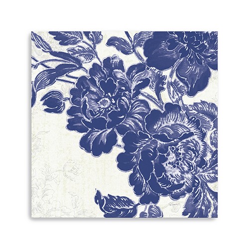 Blue Toile Rose Unframed Print Wall Art-399026-1