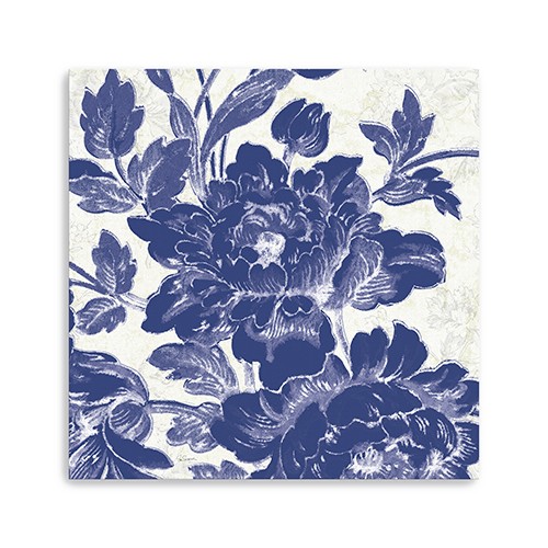 Blue Toile Roses Unframed Print Wall Art-399027-1