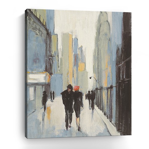 20" x 16" Watercolor Walk in the City Canvas Wall Art