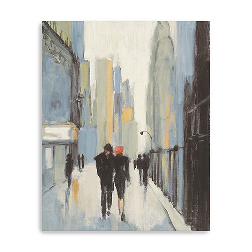 30" x 24" Watercolor Walk in the City Canvas Wall Art-399034-1