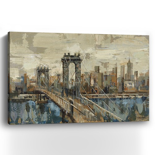 Vintage Inspired Nyc City Skyline Unframed Print Wall Art-399035-1