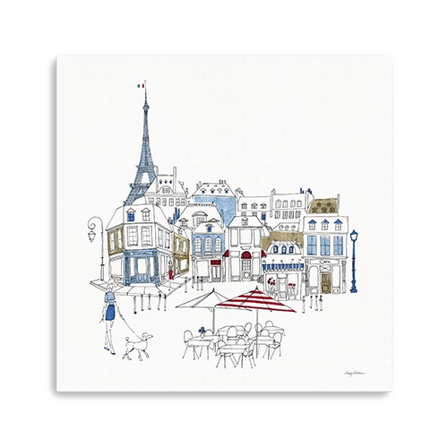 French Caf With Red And Blue Accents Unframed Print Wall Art-399042-1