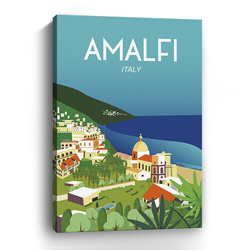 36" x 24" Vibrant Amalfi Coast Canvas Wall Art