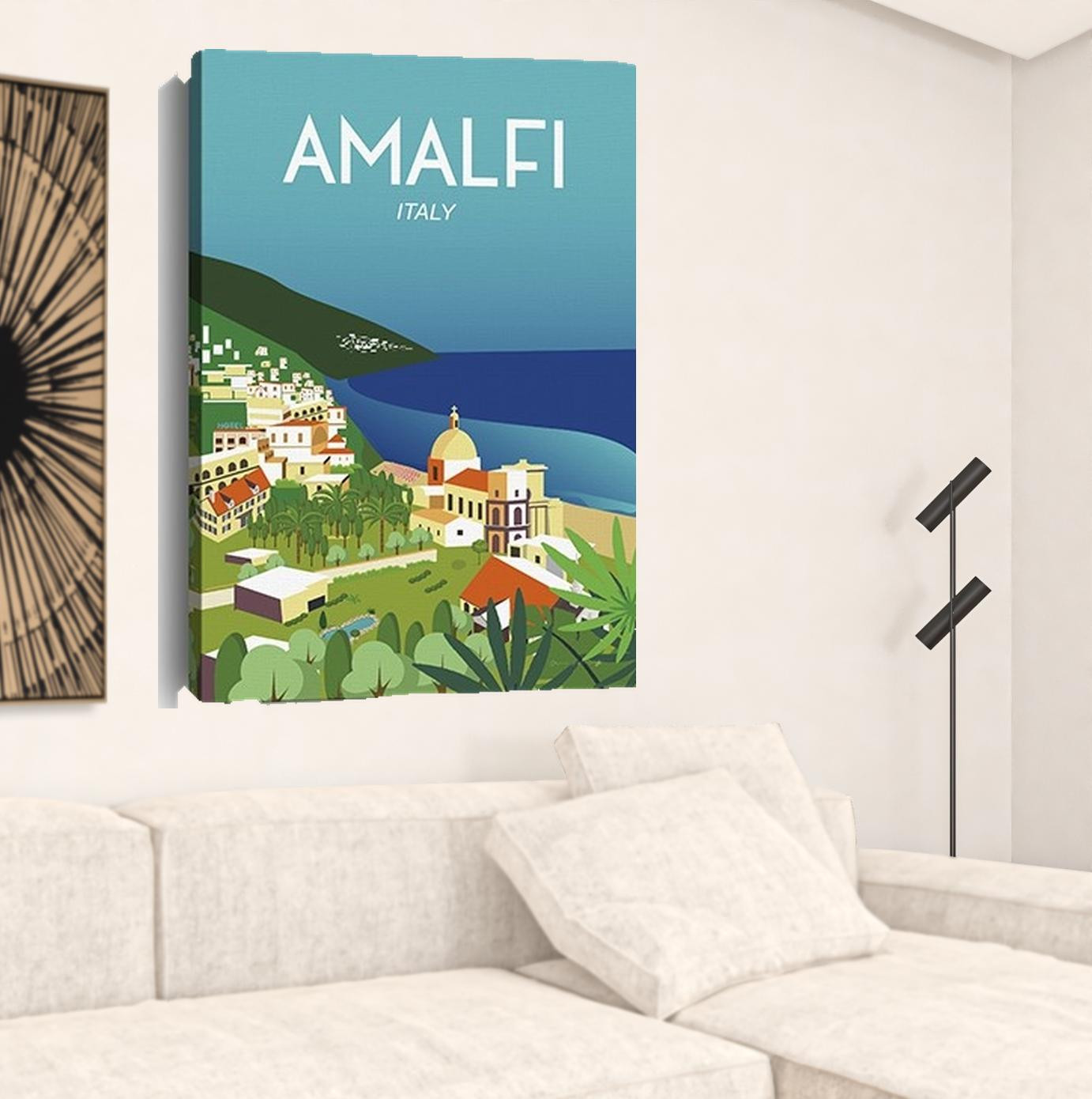 Vibrant Amalfi coast Unframed Print Wall Art