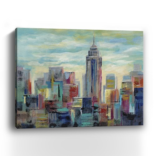 30" x 24" Vibrant NYC Skyline Canvas Wall Art