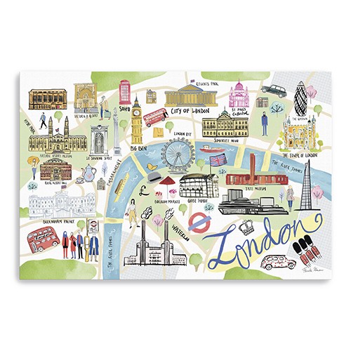 Fun Illustrated London Map Unframed Print Wall Art-399098-1