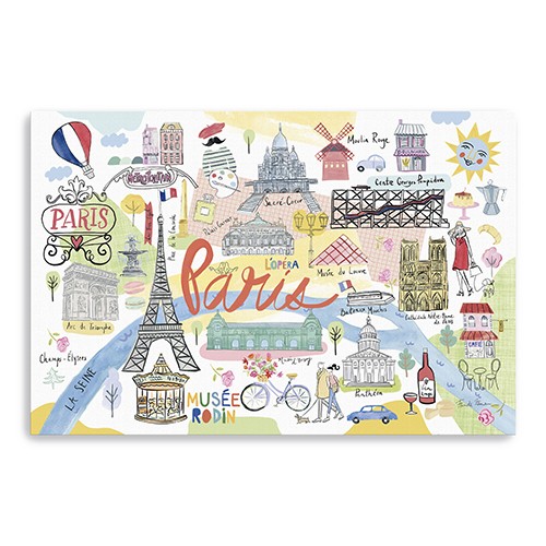Fun Illustrated Paris Map Unframed Print Wall Art-399103-1