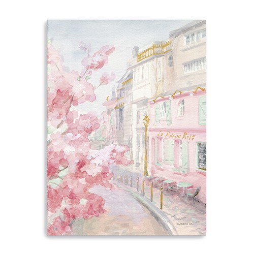 Pretty Pastel Pink Paris Street Unframed Print Wall Art-399109-1