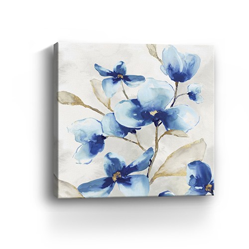 20" x 20" Watercolor Shades of Blue Floral Canvas Wall Art-399120-1