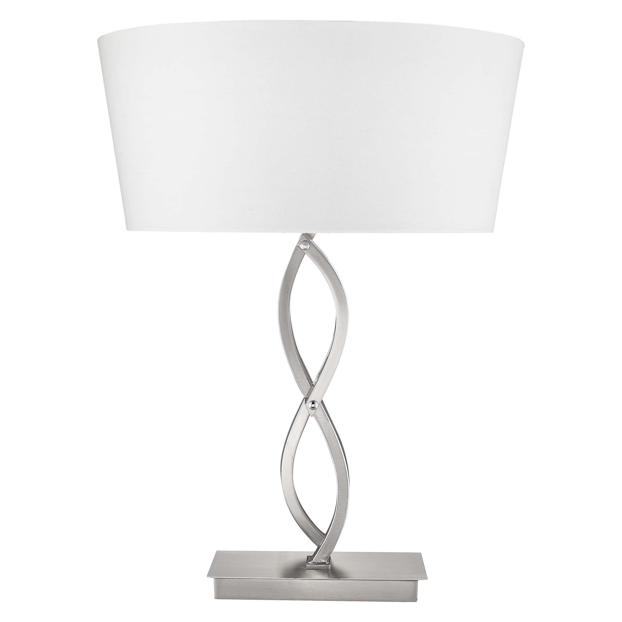 25" Nickel Metal Novelty Buffet Lamp With White Empire Shade