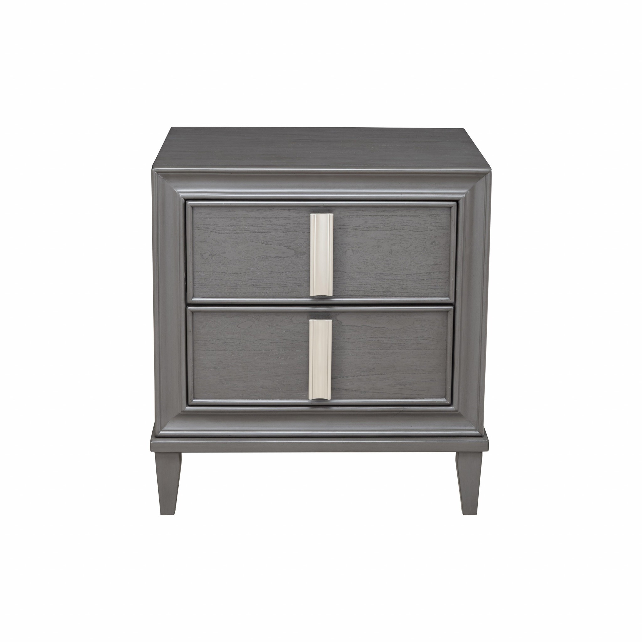 Dark Grey Contemporary 2 Drawer Nightstand