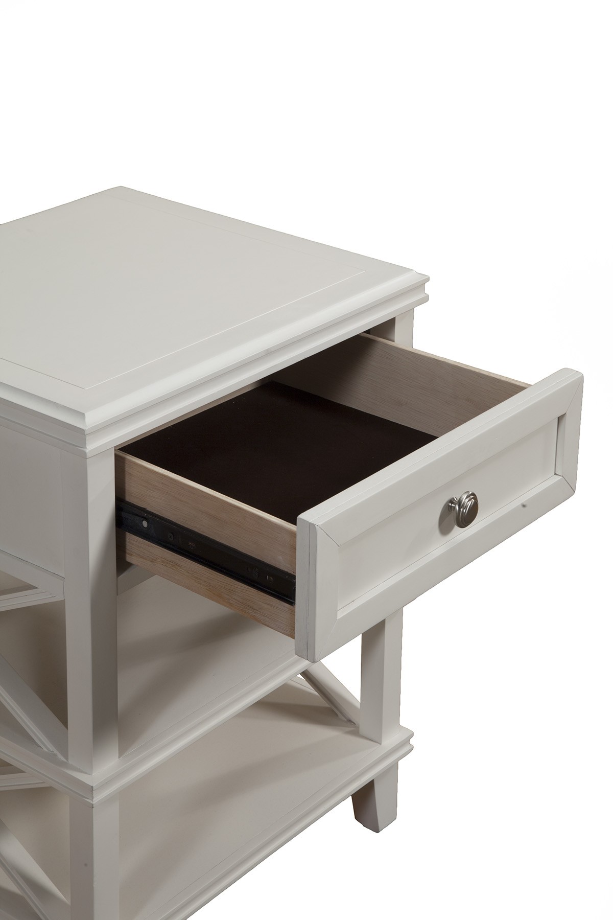 White 1 Drawer with Shelves Nightstand