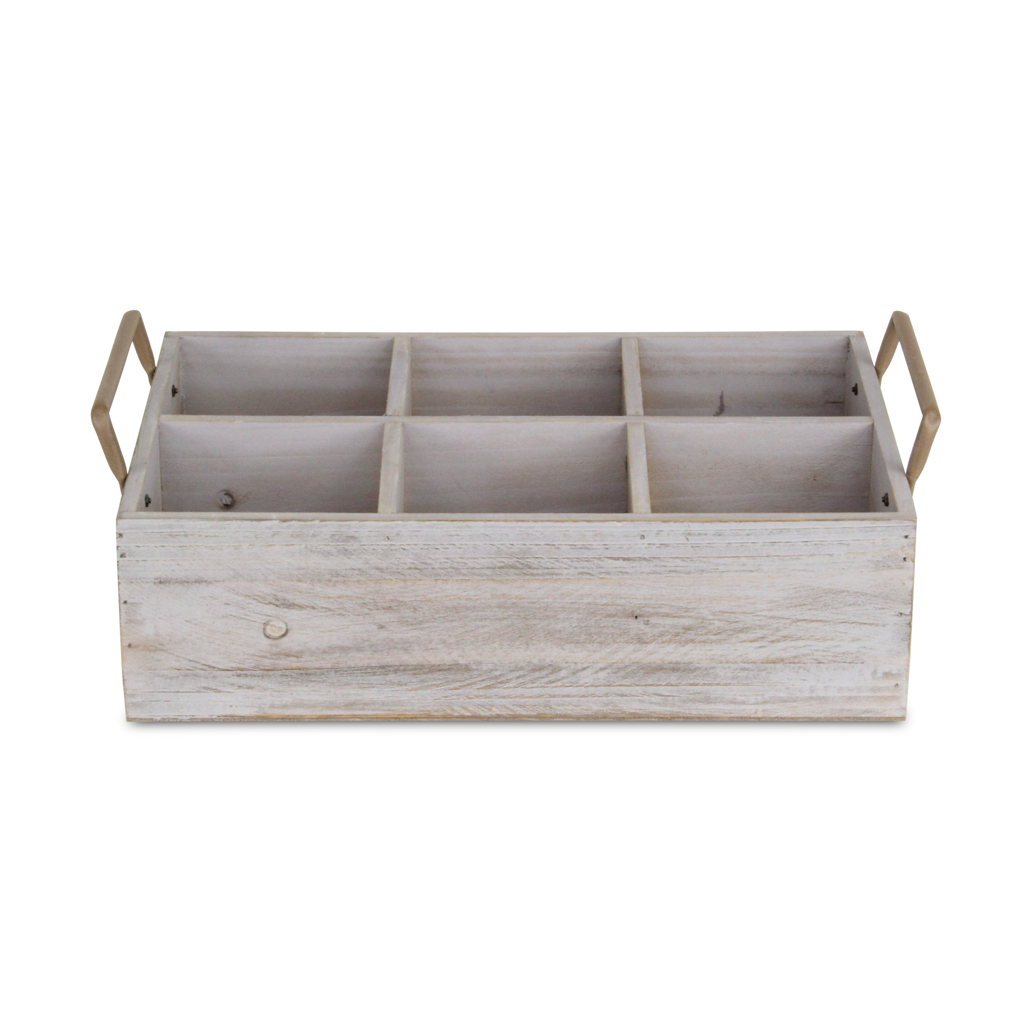 Rustic Graywash Six Slot Wooden Caddy