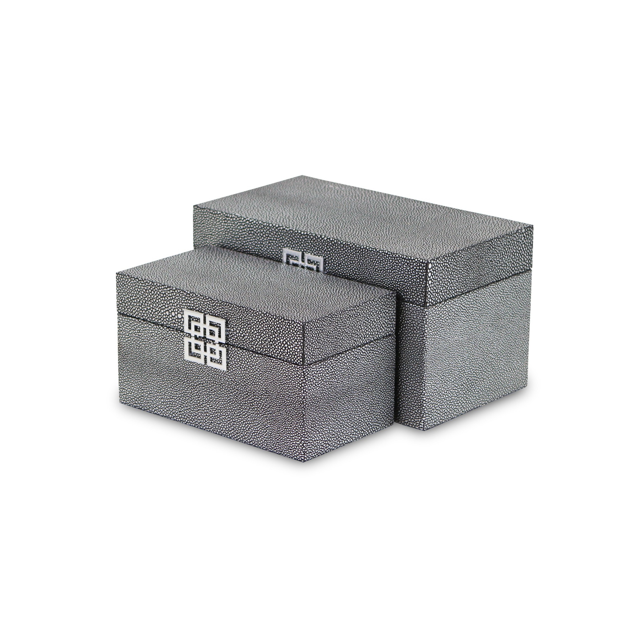 Set of Two Gray Wooden Boxes