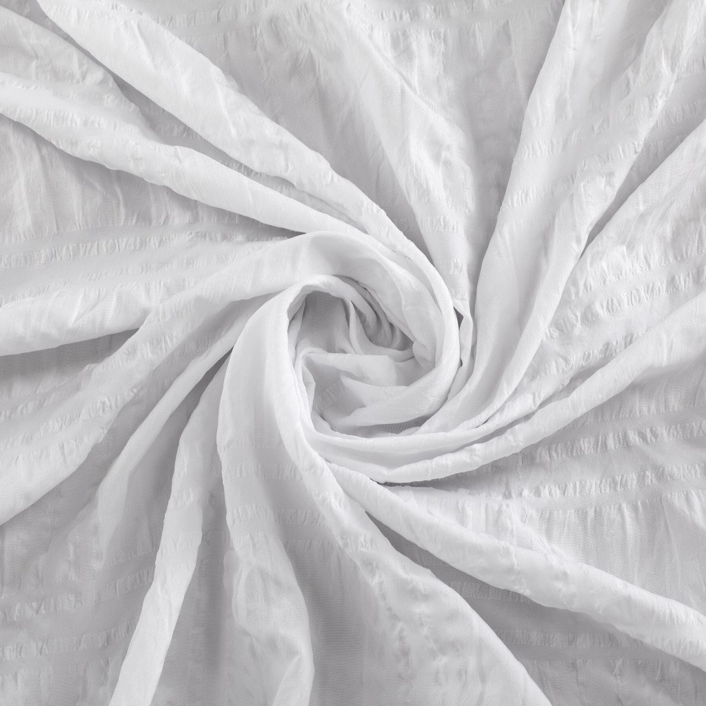 White Modern Crinkle Shower Curtain