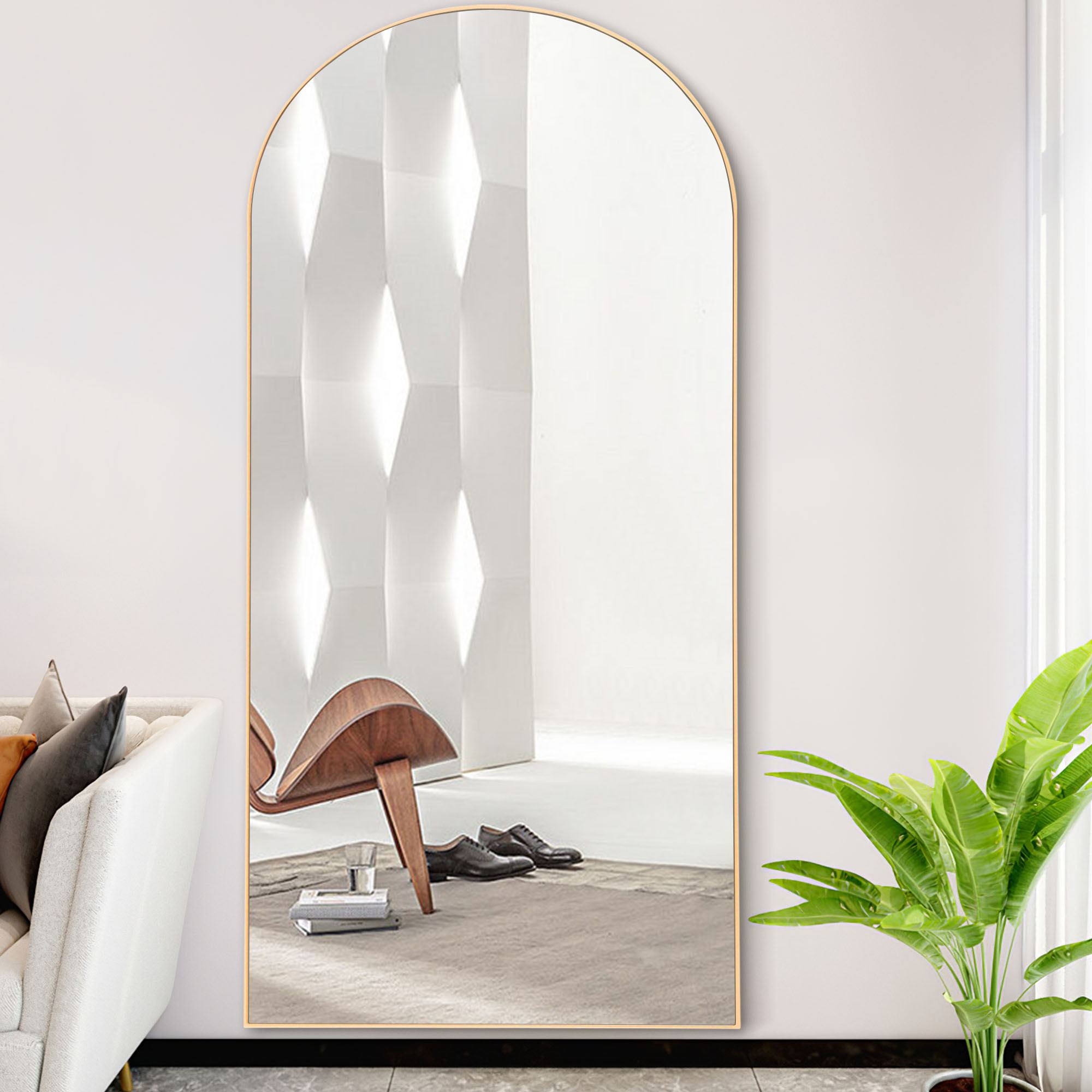 Gold Arched Mirror with Stand