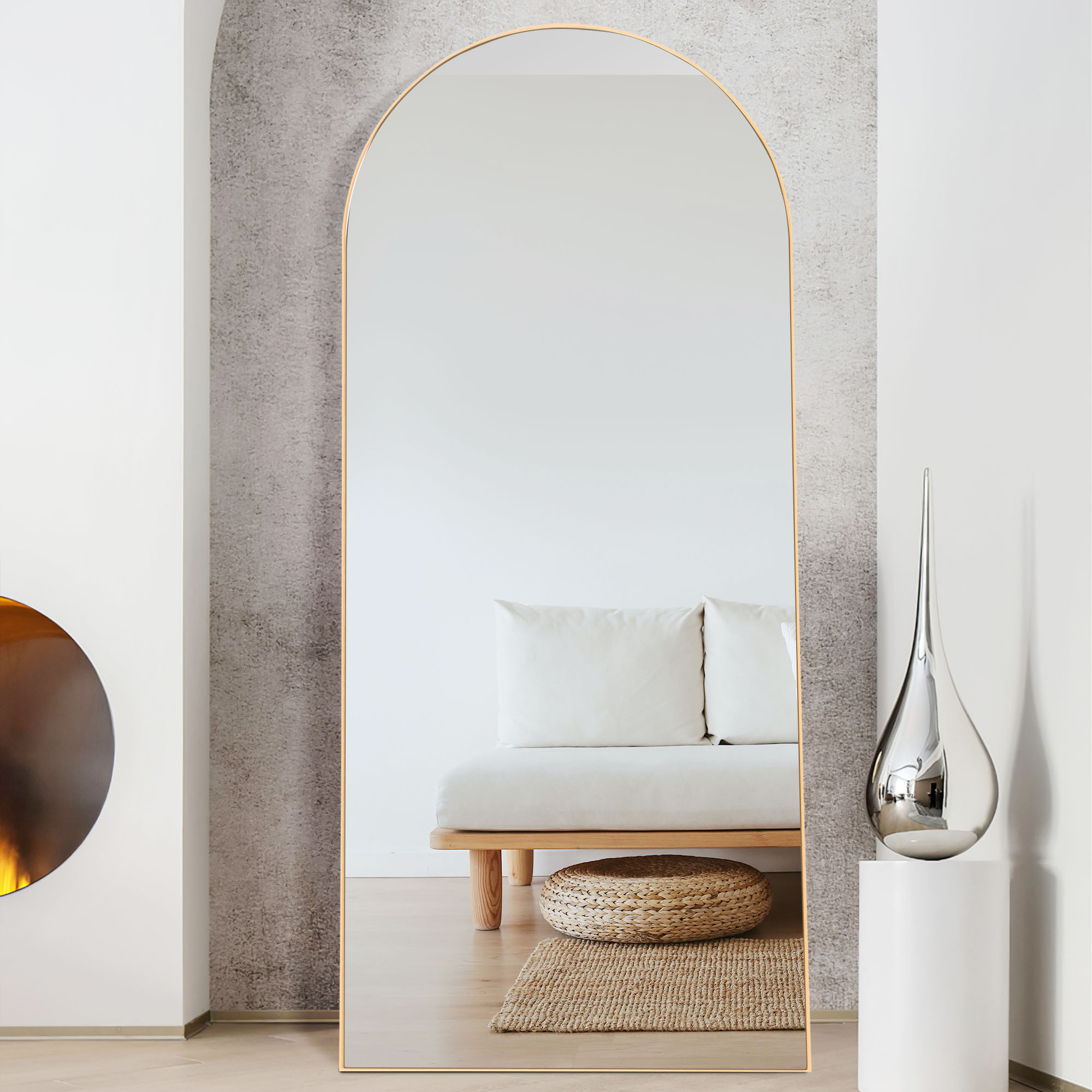 Gold Arched Mirror with Stand
