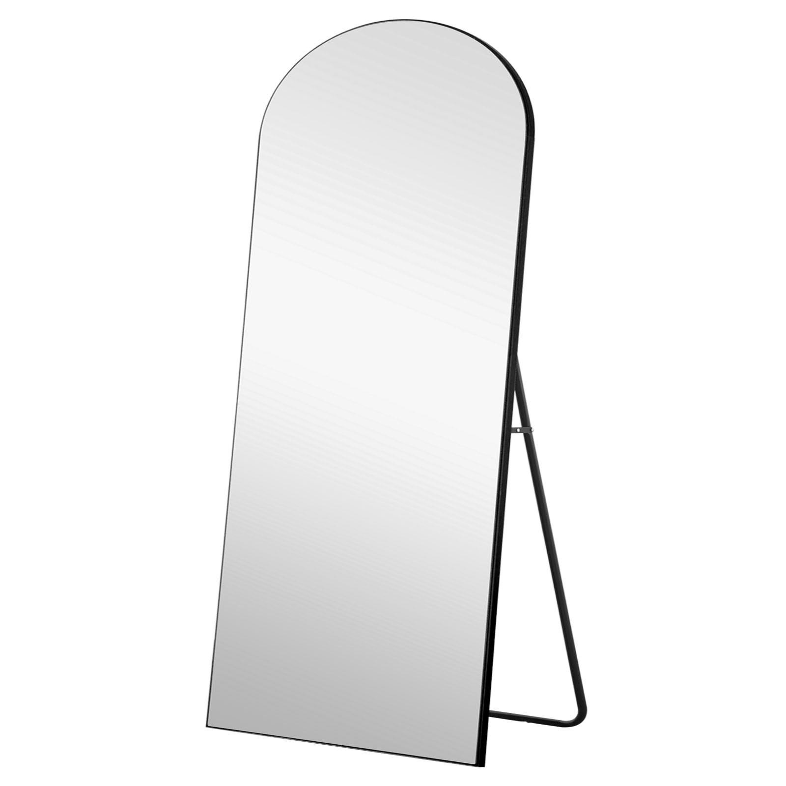 Petite Black Arched Wooden Mirror-399776-1