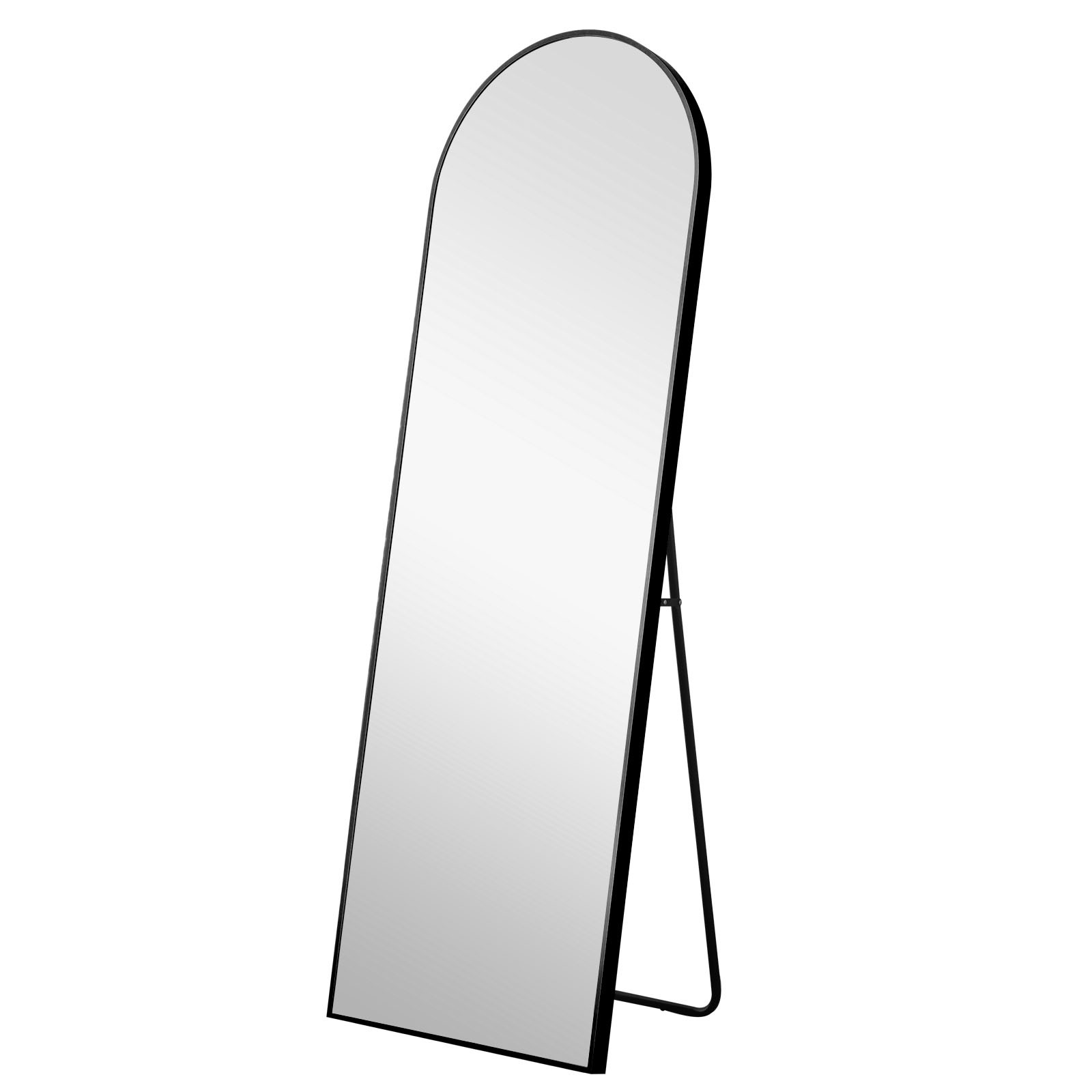 Narrow Black Arched Full Length Floor Mirror with Stand-399785-1