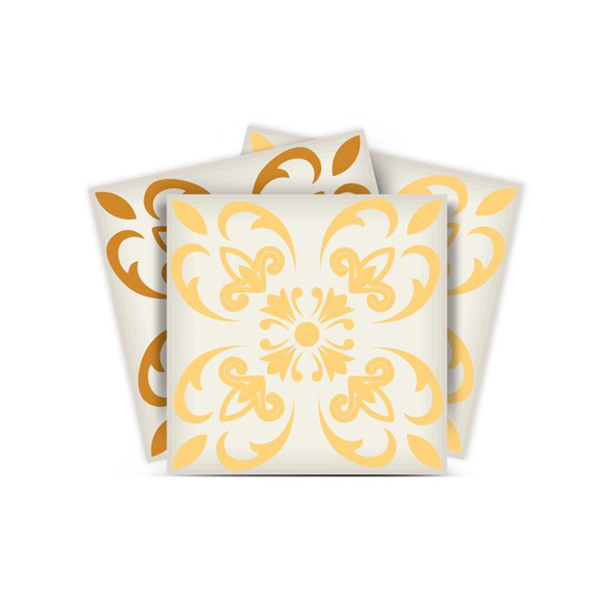 5" X 5" Golden Yellow Retro Peel And Stick Removable Tiles-399841-1