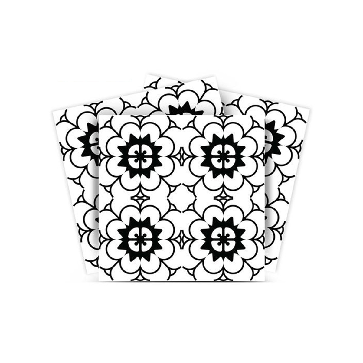 6" X 6" Black and White Gerber Peel and Stick Removable Tiles-399967-1