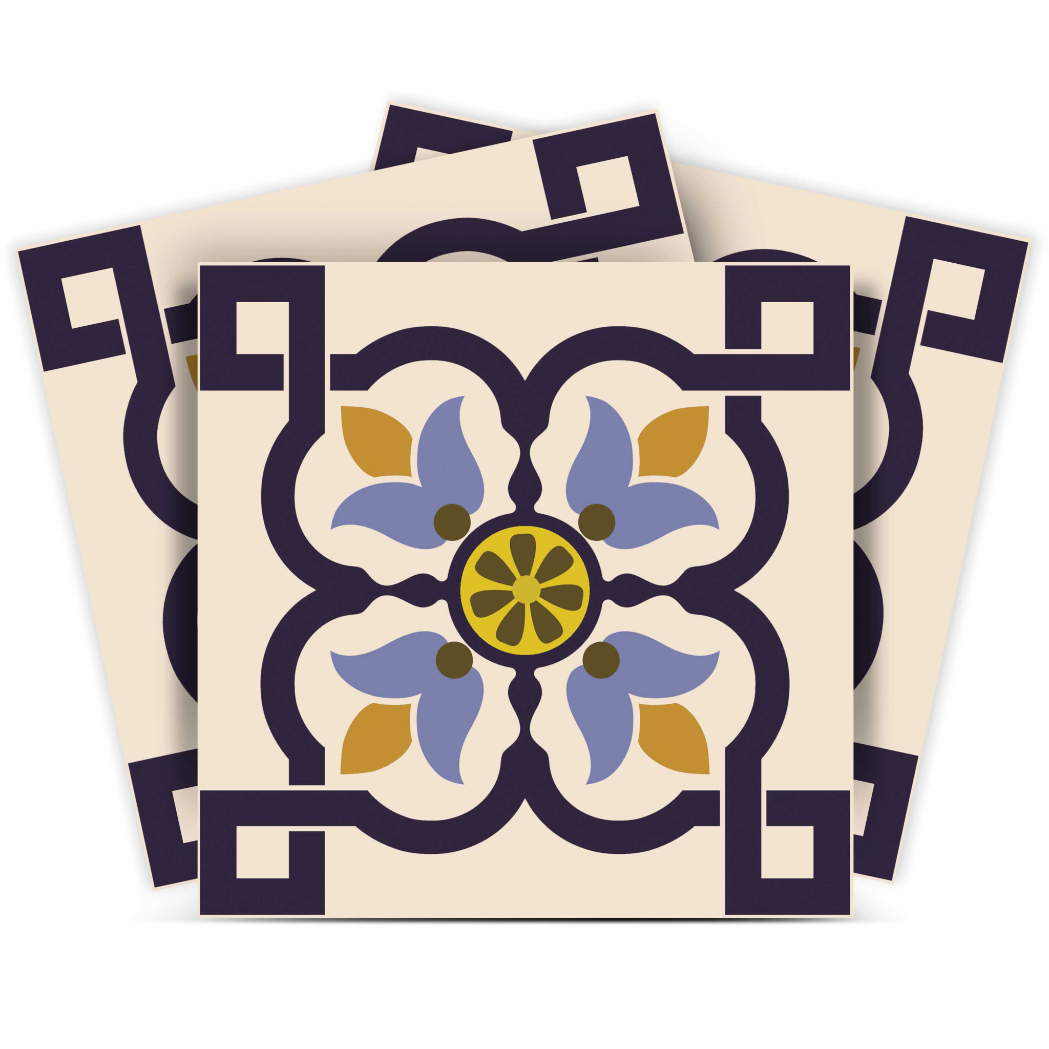7" X 7" Azul Flora Peel and Stick Removable  Tiles-400013-1