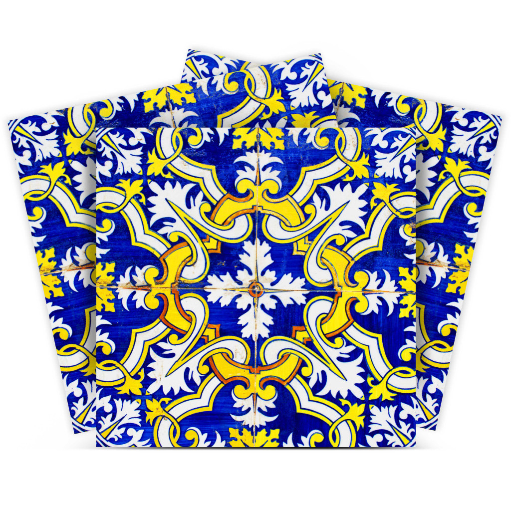 4" X 4" Blue and Yellow Links Peel And Stick Tiles-400090-1