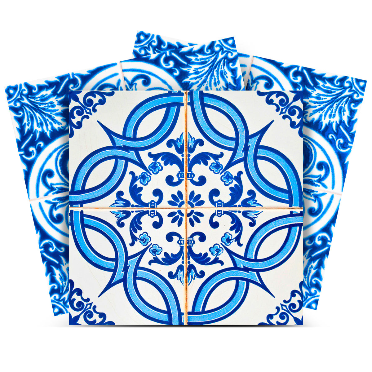 5" X 5" Blue and White Medi Peel And Stick Tiles-400136-1