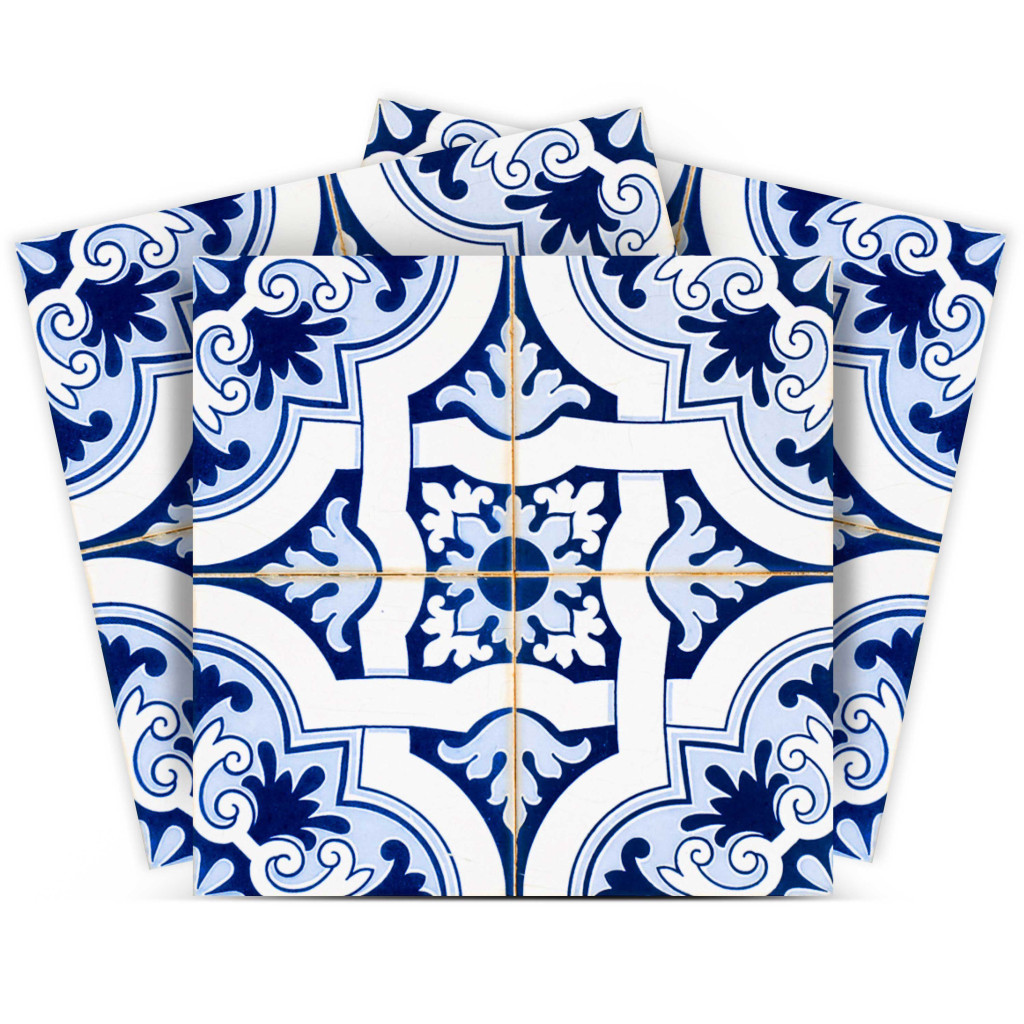 4" X 4" Blue Mia Gia Peel And Stick Removable Tiles-400170-1