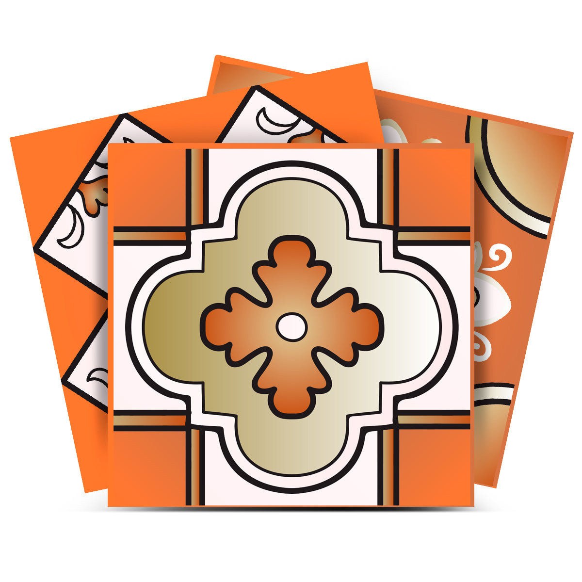 7" x 7" Retro Orange Mosaic Peel and Stick Removable Tiles-400438-1