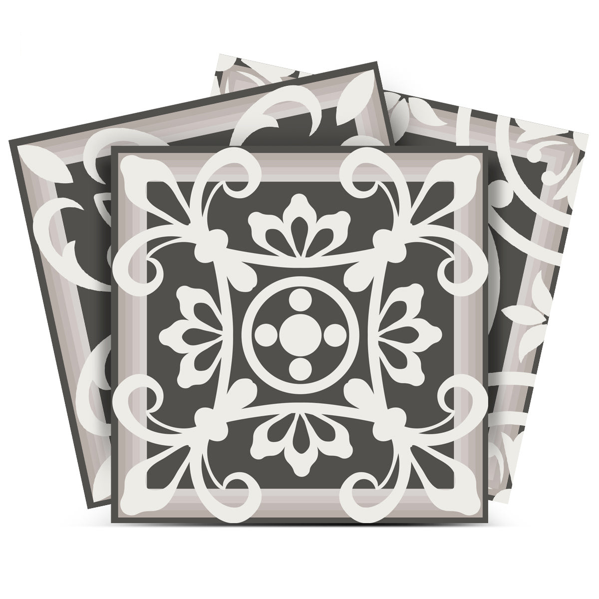4" x 4" Wood Brown and White Mosaic Peel and Stick Removable Tiles-400479-1
