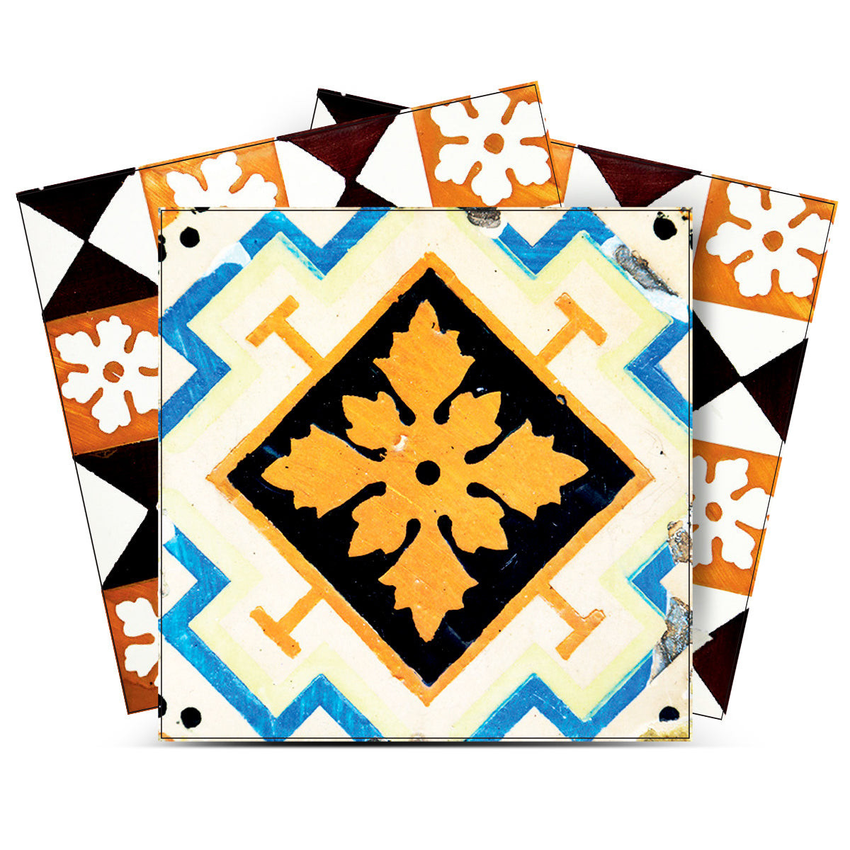 5" x 5" Snowflake and Diamond Peel and Stick Removable Tiles-400490-1