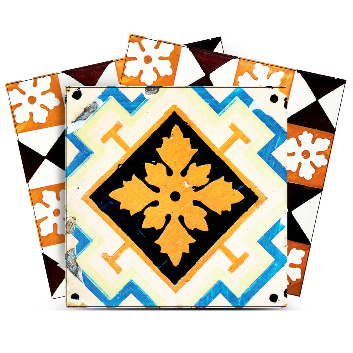 6" x 6" Snowflake and Diamond Peel and Stick Removable Tiles-400491-1