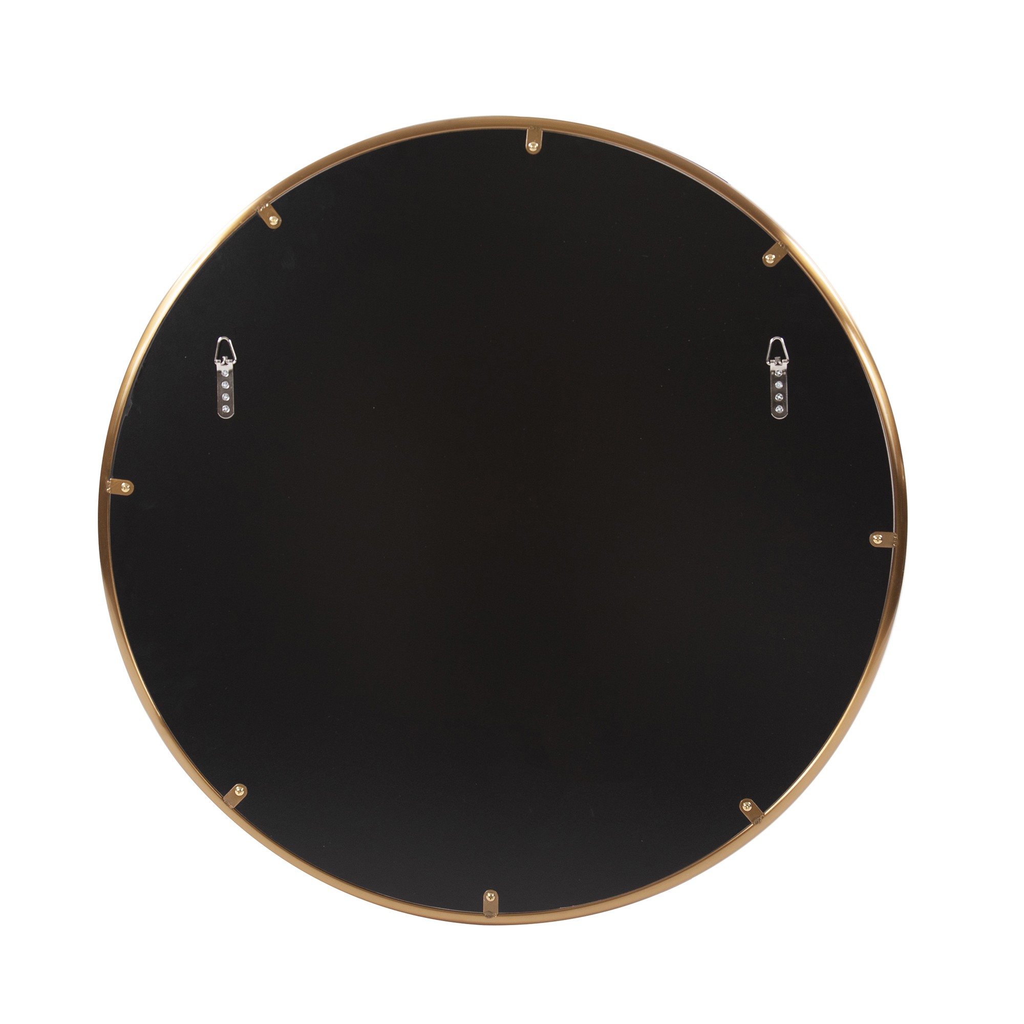 32" Antiqued Brushed Brass Round Wall Mirror