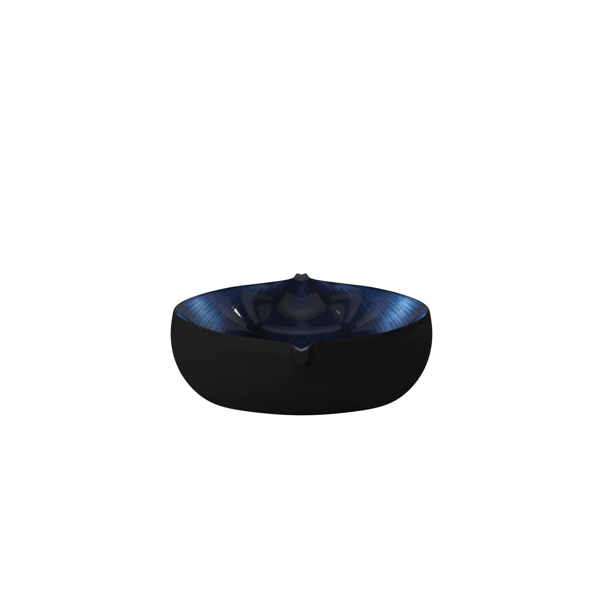 Sleek Blue and Black Lacquer Centerpiece Eye Bowl